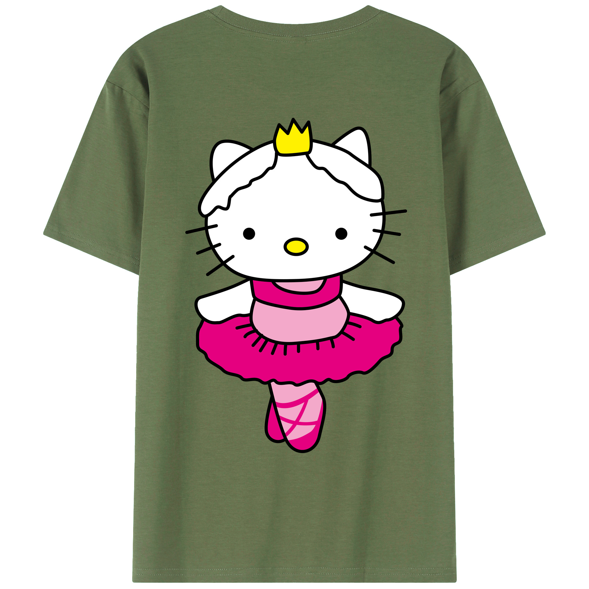 （画像用） Hello Kitty ハローキティ 綿100％ メンズ半袖Tシャツ（バックプリント） 通気性